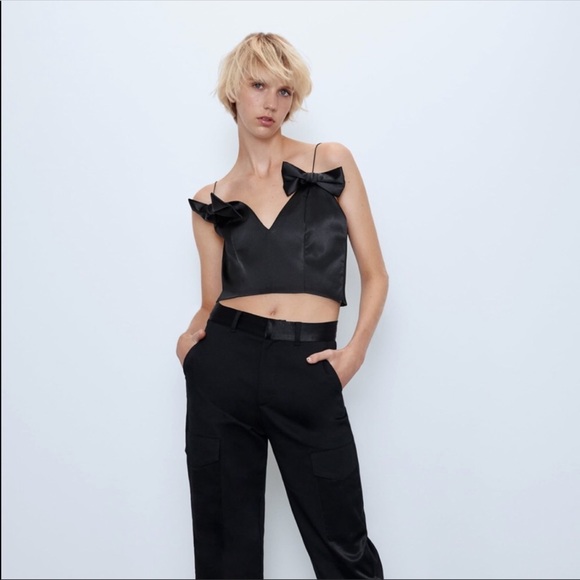 NEW!!! Zara Satin Double Bow Top - Picture 3 of 8